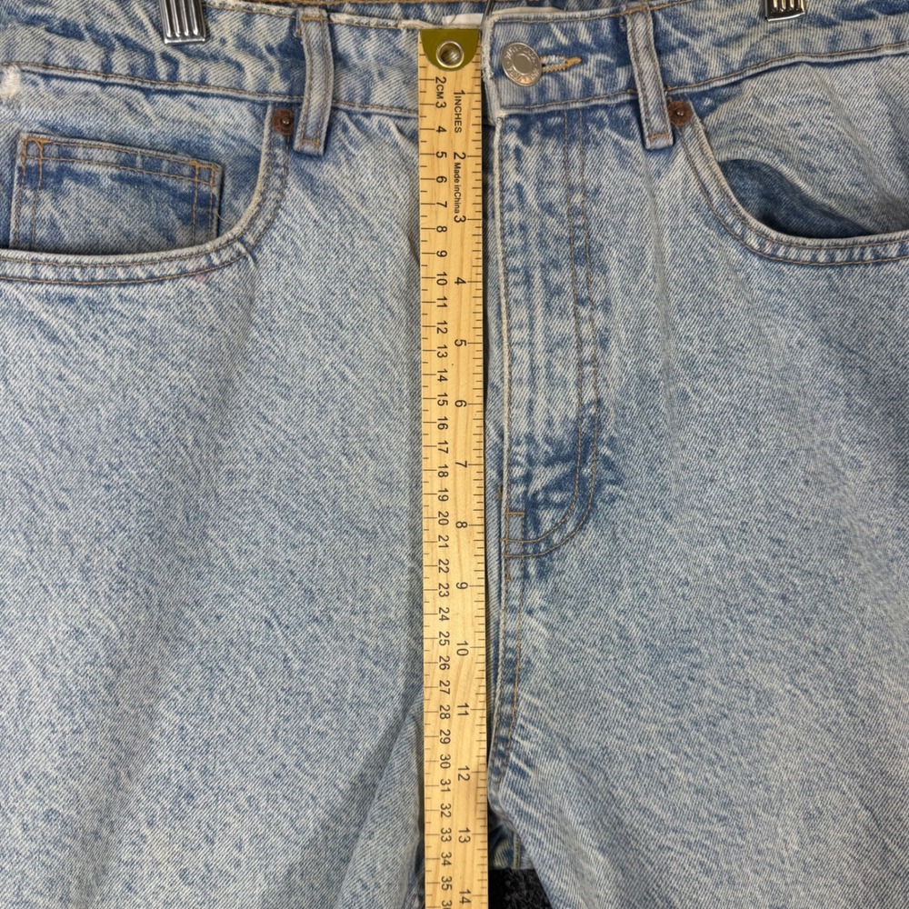 Zara High Waisted Mom Jeans Light Wash Acid Denim Straight Leg USA 10 Blue - Picture 7 of 7